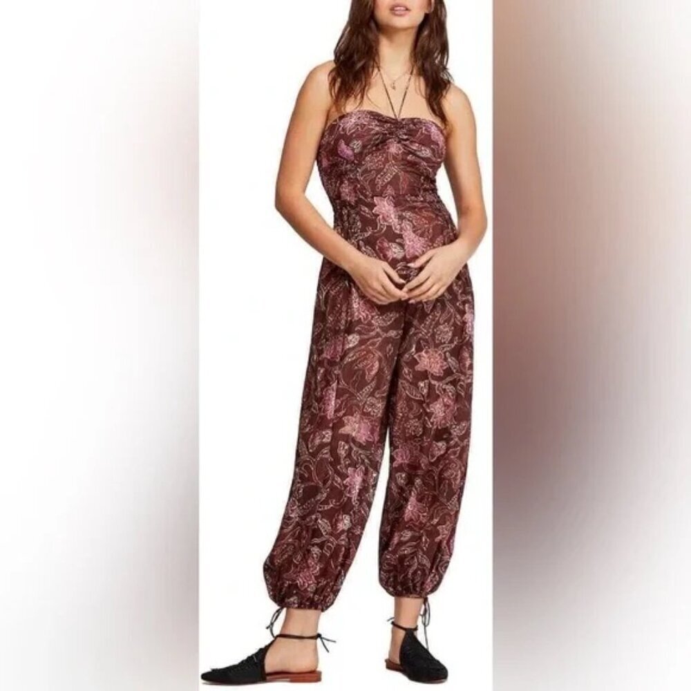 FREE PEOPLE Iris Patterned Halter Jumpsuit XSmall - Picture 2 of 7